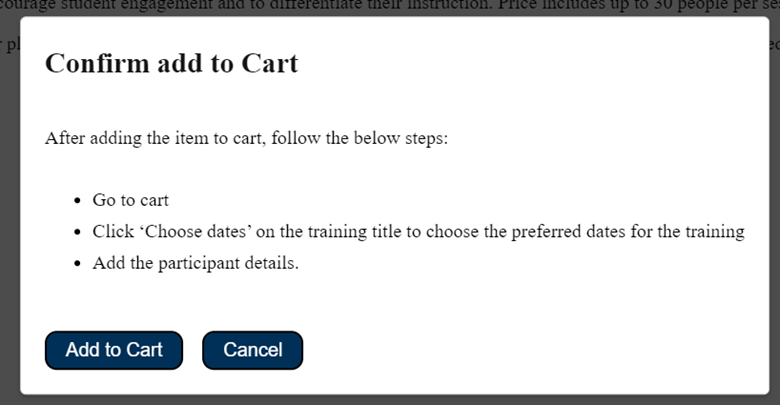 screenshot of a Add To Cart section of a website
