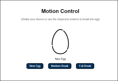 screenshot of an app that uses motion control